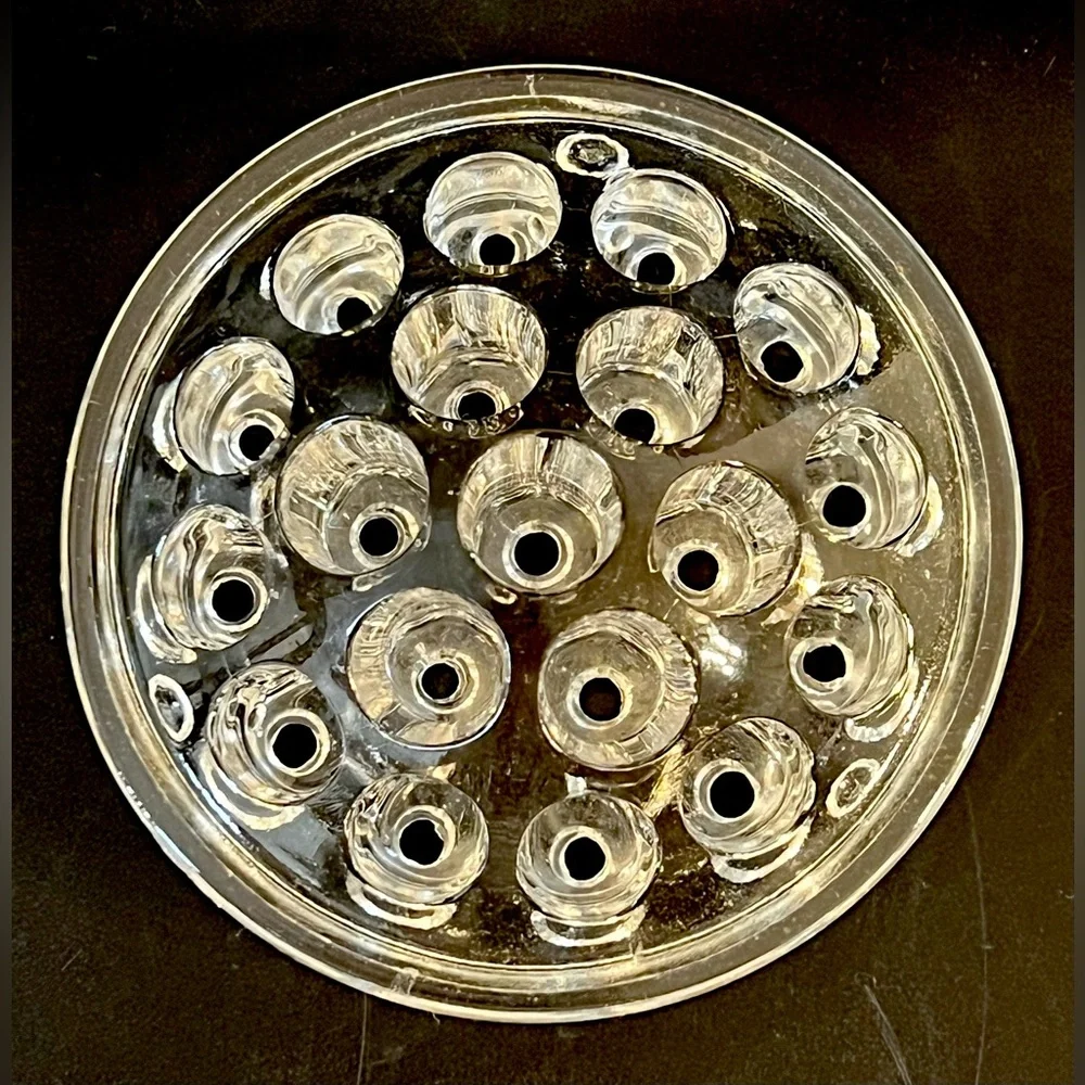 VTG Clear Glass Round Flower Frog 19 Holes Flower Bouquet Arrangement 4.5 in